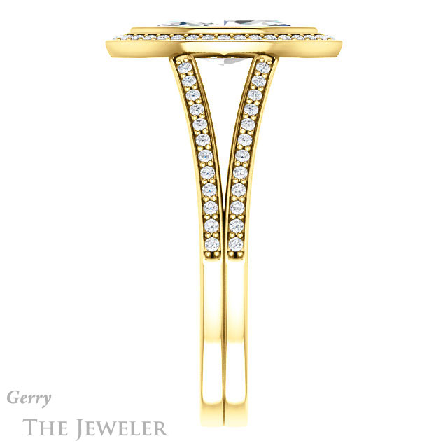 Marquise Cut Forever One Moissanite Engagement Ring #GTJ1184-marquise-fb-y 3 Marquise Cut Forever Brilliant Moissanite Engagement Ring #GTJ1184-marquise-fb-y