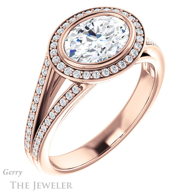 Oval Shaped Forever One Moissanite Engagement Ring #GTJ1184-oval-fo-r