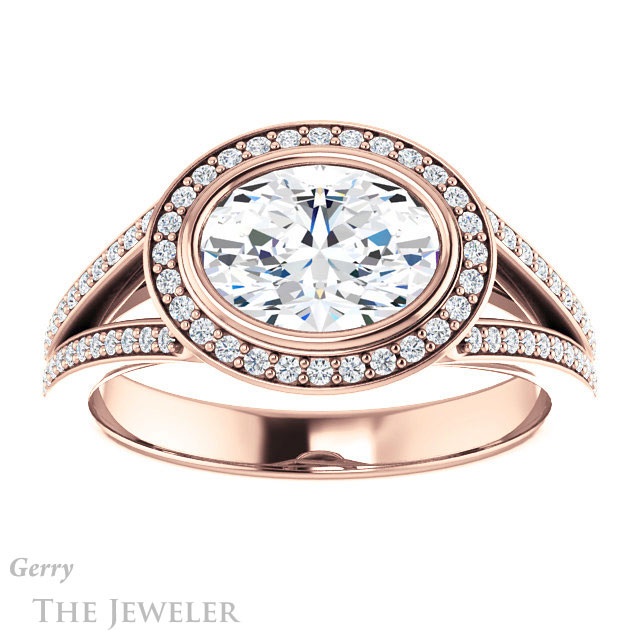 Oval Shaped Forever One Moissanite Engagement Ring #GTJ1184-oval-fo-r