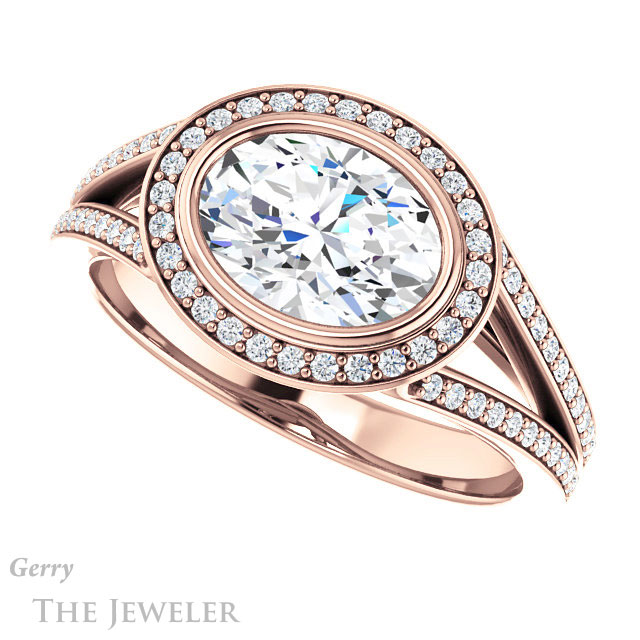 Oval Shaped Forever One Moissanite Engagement Ring #GTJ1184-oval-fo-r