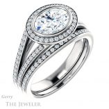 Oval Shaped Forever One Moissanite Engagement Ring #GTJ1184-oval-fo-w 6 Oval Shaped Forever One Moissanite Engagement Ring #GTJ1184-oval-fo-w