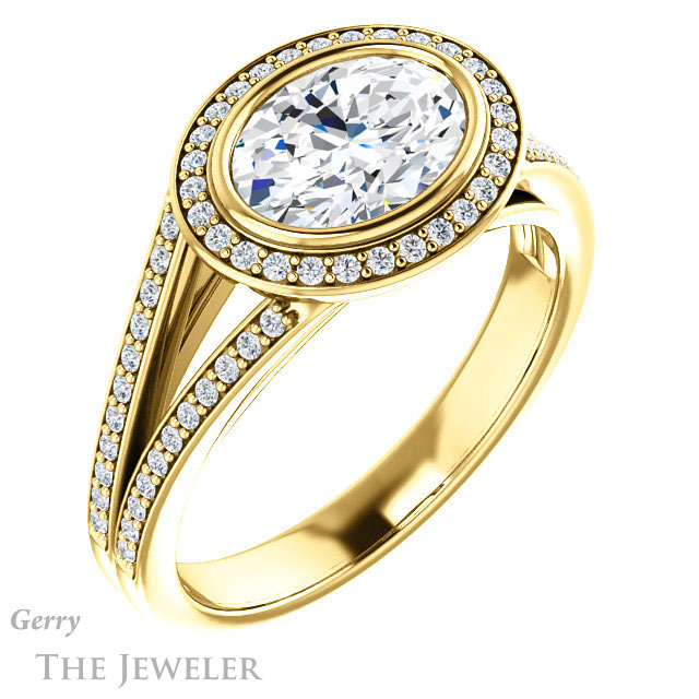 Oval Shaped Forever One Moissanite Engagement Ring #GTJ1184-oval-fo-y 4 Oval Shaped Forever One Moissanite Engagement Ring #GTJ1184-oval-fo-y