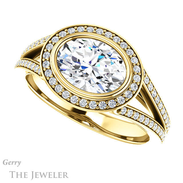 Oval Shaped Forever One Moissanite Engagement Ring #GTJ1184-oval-fo-y 5 Oval Shaped Forever One Moissanite Engagement Ring #GTJ1184-oval-fo-y