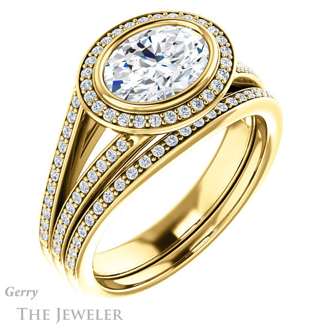 Oval Shaped Forever One Moissanite Engagement Ring #GTJ1184-oval-fo-y 6 Oval Shaped Forever One Moissanite Engagement Ring #GTJ1184-oval-fo-y