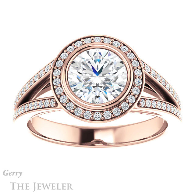Round Cut Forever One Moissanite Engagement Ring #GTJ1184-round-fo-r
