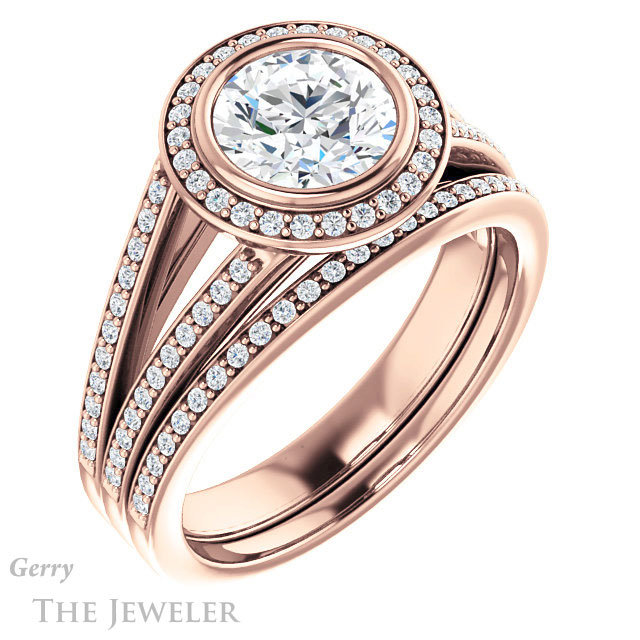 Round Cut Forever One Moissanite Engagement Ring #GTJ1184-round-fo-r