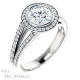 Round Cut Forever One Moissanite Engagement Ring #GTJ1184-round-fo-w 4 Round Cut Forever One Moissanite Engagement Ring #GTJ1184-round-fo-w