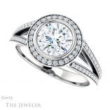 Round Cut Forever One Moissanite Engagement Ring #GTJ1184-round-fo-w 5 Round Cut Forever One Moissanite Engagement Ring #GTJ1184-round-fo-w