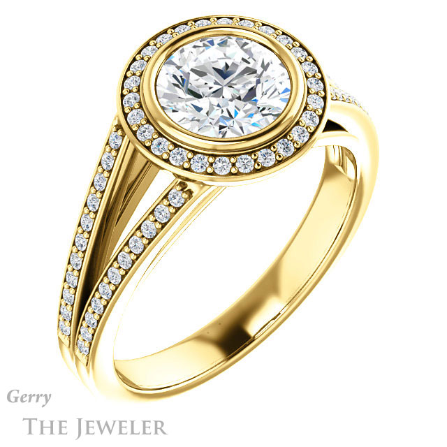 Round Cut Forever One Moissanite Engagement Ring #GTJ1184-round-fo-y 4 Round Cut Forever One Moissanite Engagement Ring #GTJ1184-round-fo-y