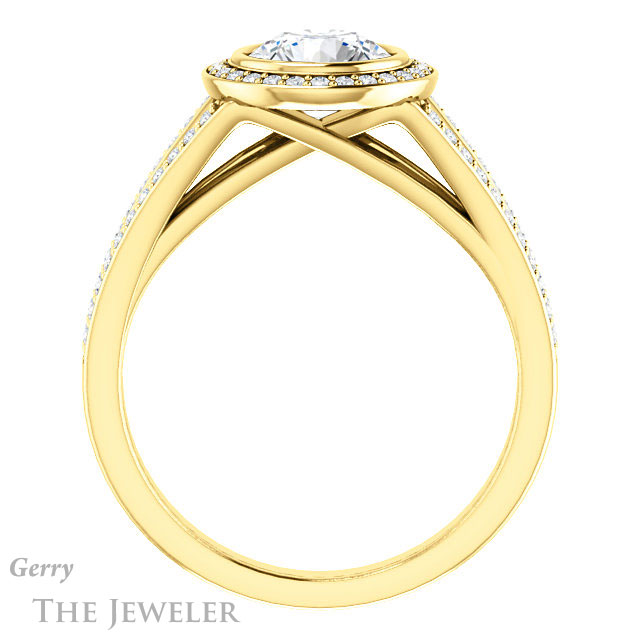 Round Cut Forever One Moissanite Engagement Ring #GTJ1184-round-fo-y 2 Round Cut Forever One Moissanite Engagement Ring #GTJ1184-round-fo-y