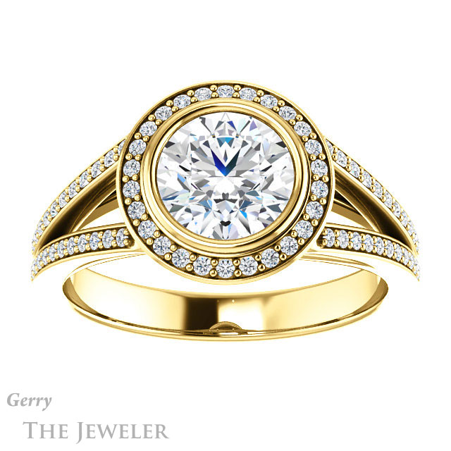 Round Cut Forever One Moissanite Engagement Ring #GTJ1184-round-fo-y 1 Round Cut Forever One Moissanite Engagement Ring #GTJ1184-round-fo-y