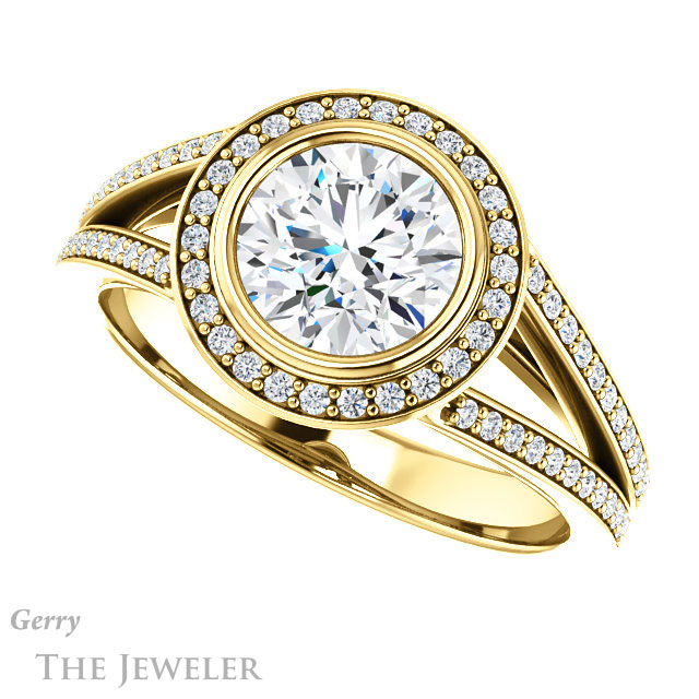 Round Cut Forever One Moissanite Engagement Ring #GTJ1184-round-fo-y 5 Round Cut Forever One Moissanite Engagement Ring #GTJ1184-round-fo-y
