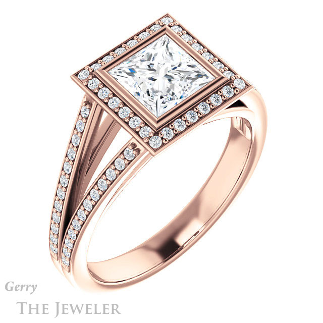 Princess Cut Forever One Moissanite Engagement Ring #GTJ1184-square-fo-r
