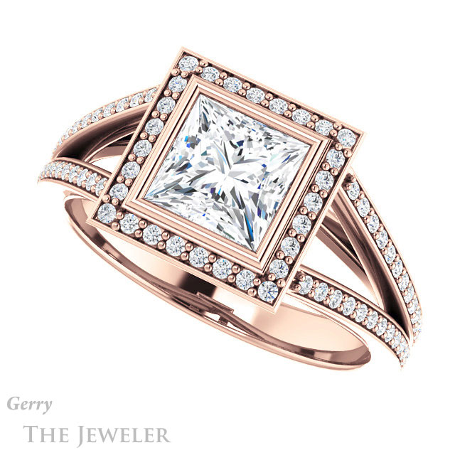 Princess Cut Forever One Moissanite Engagement Ring #GTJ1184-square-fo-r