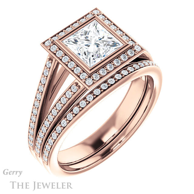 Princess Cut Forever One Moissanite Engagement Ring #GTJ1184-square-fo-r