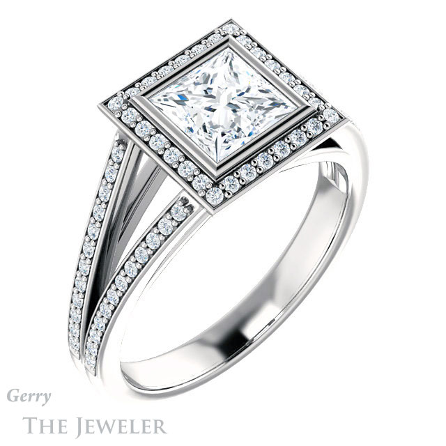 Princess Cut Forever One Moissanite Engagement Ring #GTJ1184-square-fo-w