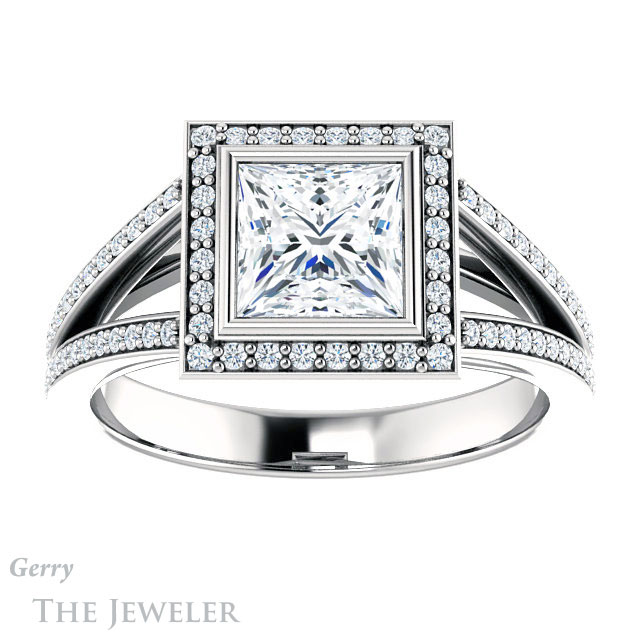 Princess Cut Forever One Moissanite Engagement Ring #GTJ1184-square-fo-w