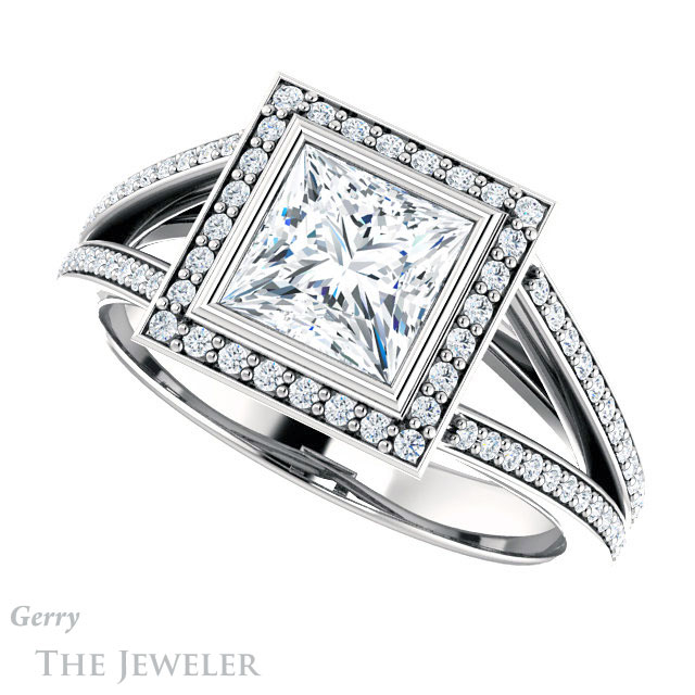 Princess Cut Forever One Moissanite Engagement Ring #GTJ1184-square-fo-w