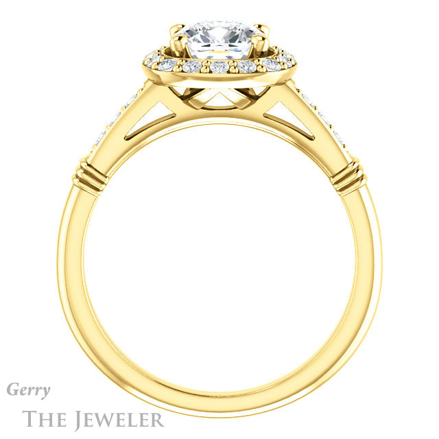Cushion Cut Forever One Moissanite Engagement Ring #GTJ1185-cushion-fo-y | Gerry The Jeweler Cushion Cut Forever One Moissanite Engagement Ring #GTJ1185-cushion-fo-y