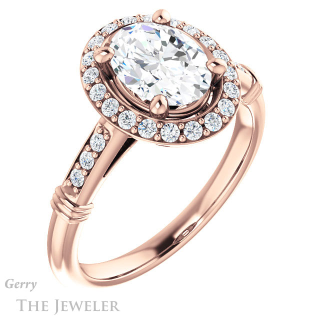 Oval Shaped Forever One Moissanite Engagement Ring #GTJ1185-oval-fo-r | Gerry The Jeweler Oval Shaped Forever One Moissanite Engagement Ring #GTJ1185-oval-fo-r