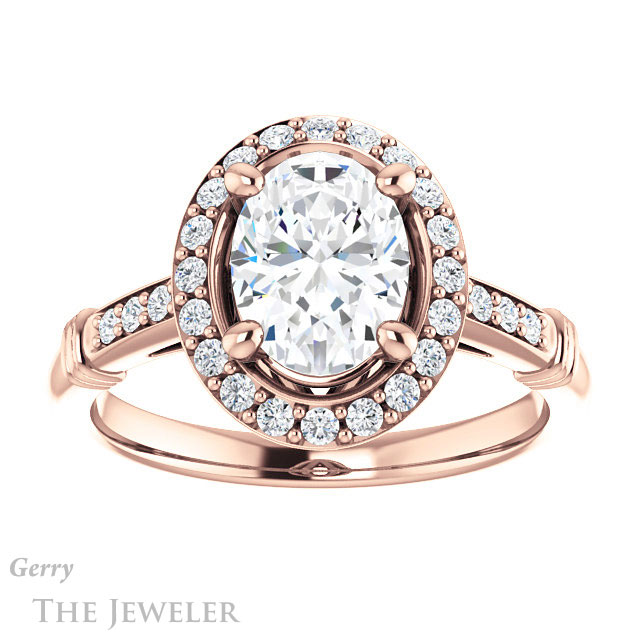 Oval Shaped Forever One Moissanite Engagement Ring #GTJ1185-oval-fo-r | Gerry The Jeweler Oval Shaped Forever One Moissanite Engagement Ring #GTJ1185-oval-fo-r
