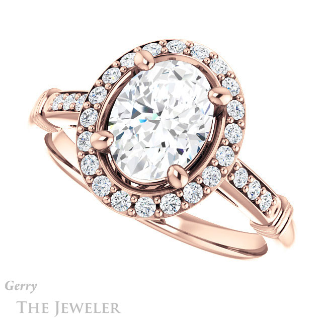 Oval Shaped Forever One Moissanite Engagement Ring #GTJ1185-oval-fo-r | Gerry The Jeweler Oval Shaped Forever One Moissanite Engagement Ring #GTJ1185-oval-fo-r