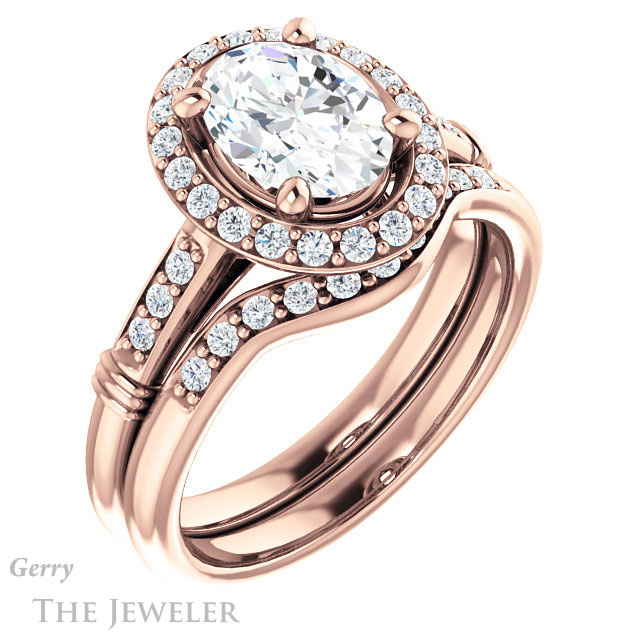 Oval Shaped Forever One Moissanite Engagement Ring #GTJ1185-oval-fo-r | Gerry The Jeweler Oval Shaped Forever One Moissanite Engagement Ring #GTJ1185-oval-fo-r