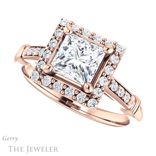 Princess Cut Forever One Moissanite Engagement Ring #GTJ1185-square-fo-r | Gerry The Jeweler Princess Cut Forever One Moissanite Engagement Ring #GTJ1185-square-fo-r