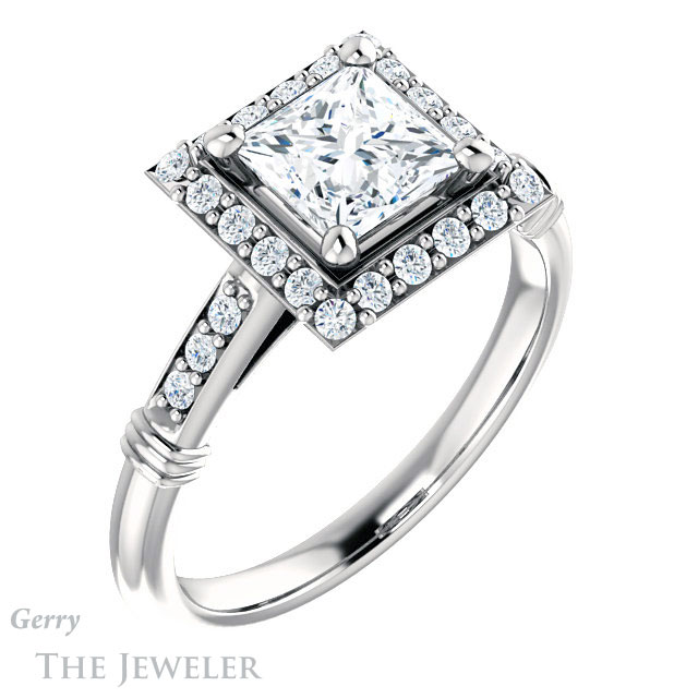 Princess Cut Forever One Moissanite Engagement Ring #GTJ1185-square-fo-w | Gerry The Jeweler Princess Cut Forever One Moissanite Engagement Ring #GTJ1185-square-fo-w