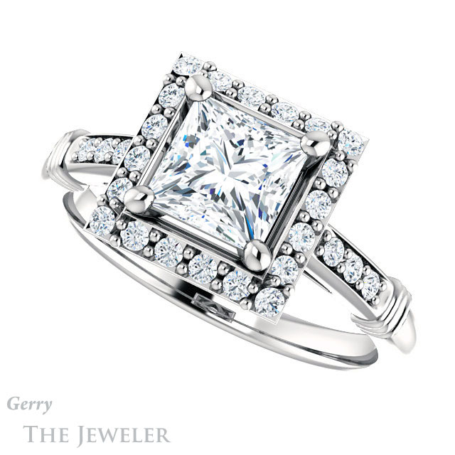 Princess Cut Forever One Moissanite Engagement Ring #GTJ1185-square-fo-w | Gerry The Jeweler Princess Cut Forever One Moissanite Engagement Ring #GTJ1185-square-fo-w