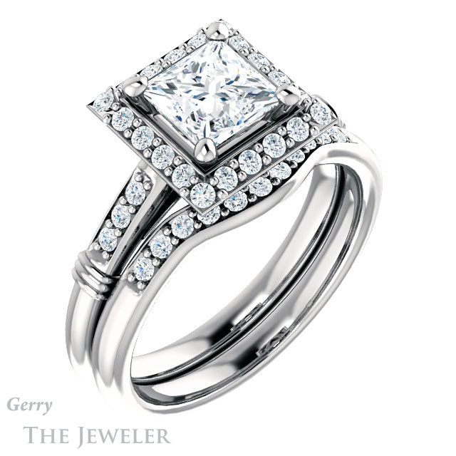 Princess Cut Forever One Moissanite Engagement Ring #GTJ1185-square-fo-w | Gerry The Jeweler Princess Cut Forever One Moissanite Engagement Ring #GTJ1185-square-fo-w