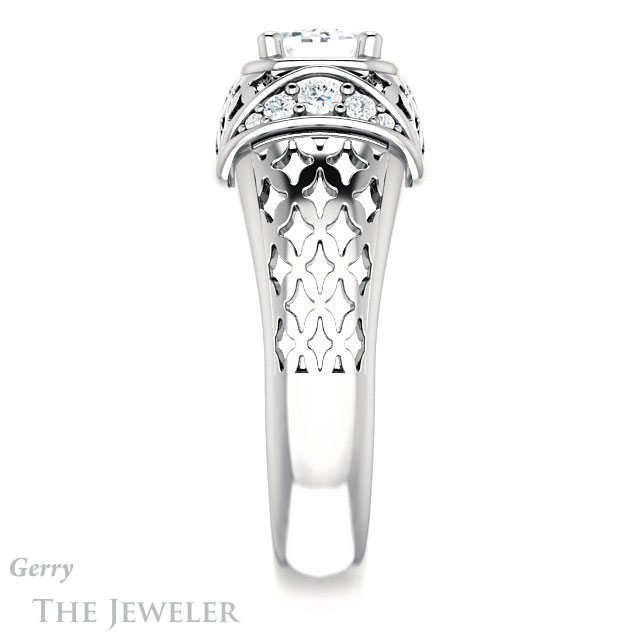 Emerald Cut Forever One Moissanite Engagement Ring #GTJ1186-emerald-fb-w | Gerry The Jeweler Emerald Cut Forever Brilliant Moissanite Engagement Ring #GTJ1186-emerald-fb-w