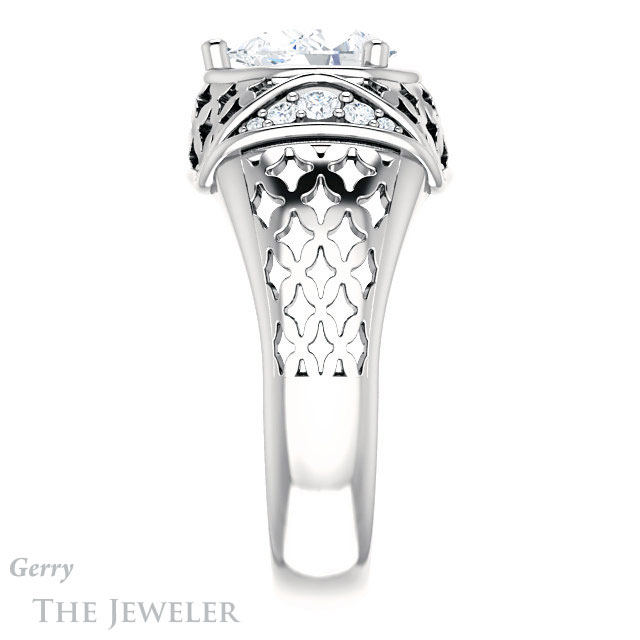 Pear Shaped Forever One Moissanite Engagement Ring #GTJ1186-pear-fb-w | Gerry The Jeweler Pear Shaped Forever Brilliant Moissanite Engagement Ring #GTJ1186-pear-fb-w