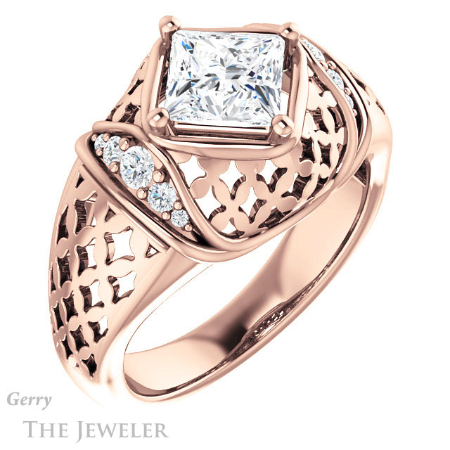 Princess Cut Forever One Moissanite Engagement Ring #GTJ1186-square-fo-r | Gerry The Jeweler Princess Cut Forever One Moissanite Engagement Ring #GTJ1186-square-fo-r