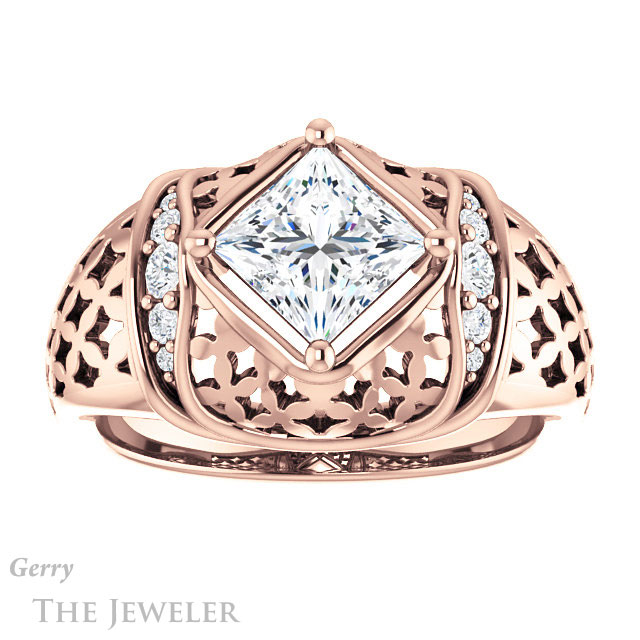 Princess Cut Forever One Moissanite Engagement Ring #GTJ1186-square-fo-r | Gerry The Jeweler Princess Cut Forever One Moissanite Engagement Ring #GTJ1186-square-fo-r