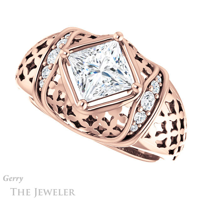 Princess Cut Forever One Moissanite Engagement Ring #GTJ1186-square-fo-r | Gerry The Jeweler Princess Cut Forever One Moissanite Engagement Ring #GTJ1186-square-fo-r