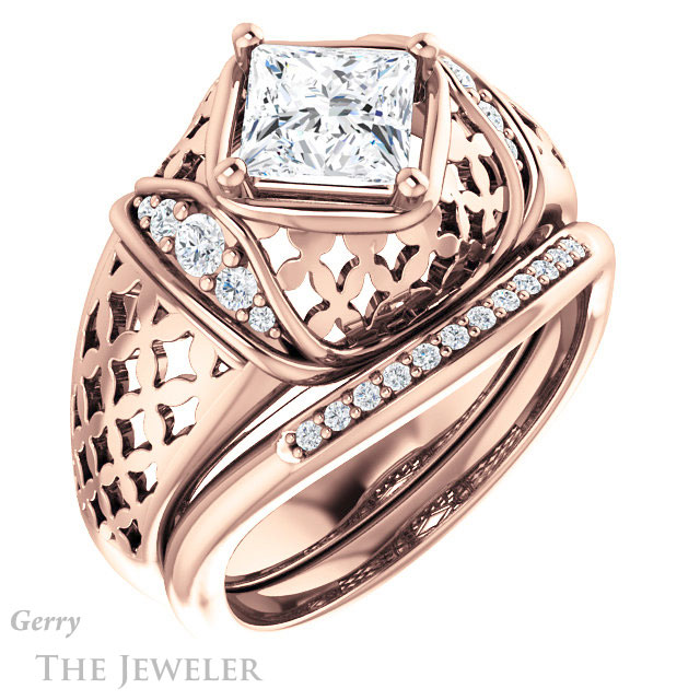 Princess Cut Forever One Moissanite Engagement Ring #GTJ1186-square-fo-r | Gerry The Jeweler Princess Cut Forever One Moissanite Engagement Ring #GTJ1186-square-fo-r