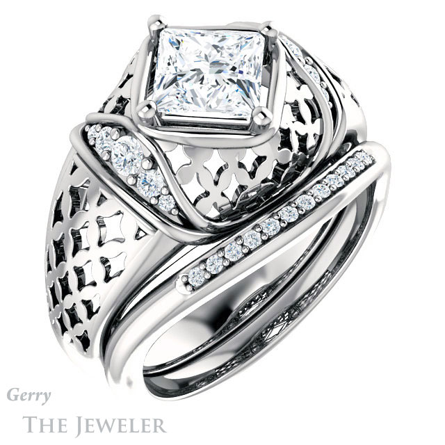 Princess Cut Forever One Moissanite Engagement Ring #GTJ1186-square-fo-w | Gerry The Jeweler Princess Cut Forever One Moissanite Engagement Ring #GTJ1186-square-fo-w