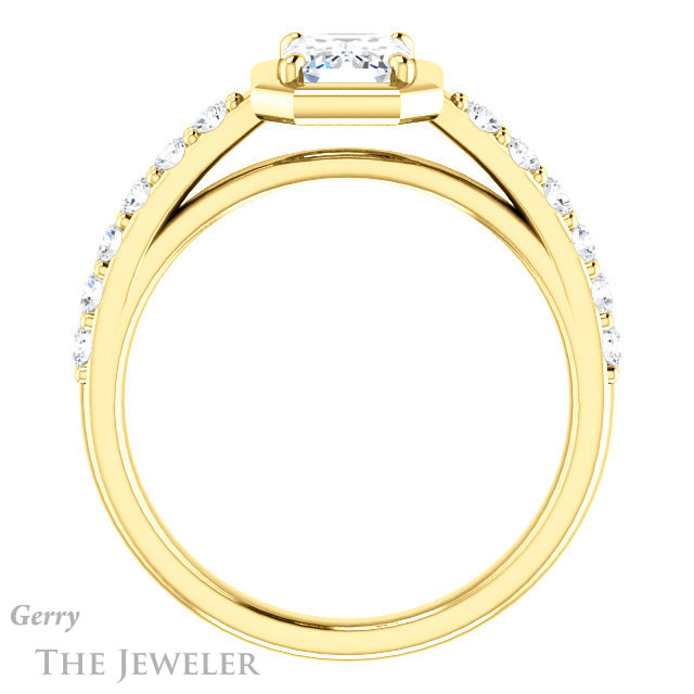 Emerald Cut Forever One Moissanite Engagement Ring #GTJ1187-emerald-fb-y | Gerry The Jeweler Emerald Cut Forever Brilliant Moissanite Engagement Ring #GTJ1187-emerald-fb-y