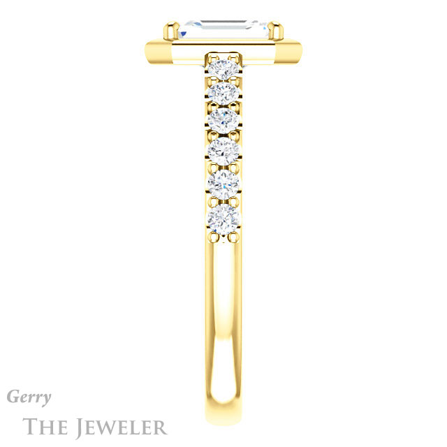 Emerald Cut Forever One Moissanite Engagement Ring #GTJ1187-emerald-fb-y | Gerry The Jeweler Emerald Cut Forever Brilliant Moissanite Engagement Ring #GTJ1187-emerald-fb-y