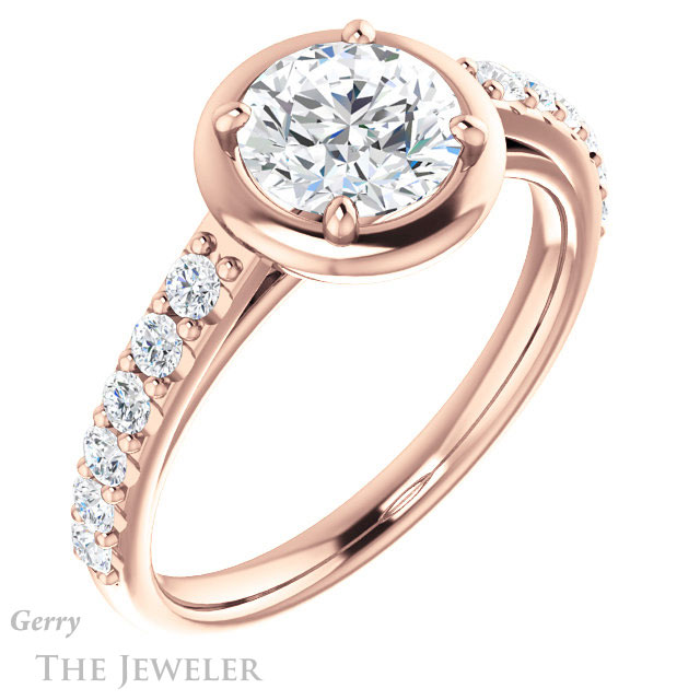 Round Cut Forever One Moissanite Engagement Ring #GTJ1187-round-fo-r | Gerry The Jeweler Round Cut Forever One Moissanite Engagement Ring #GTJ1187-round-fo-r