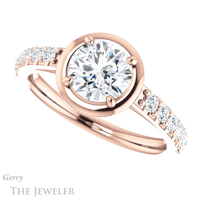 Round Cut Forever One Moissanite Engagement Ring #GTJ1187-round-fo-r | Gerry The Jeweler Round Cut Forever One Moissanite Engagement Ring #GTJ1187-round-fo-r