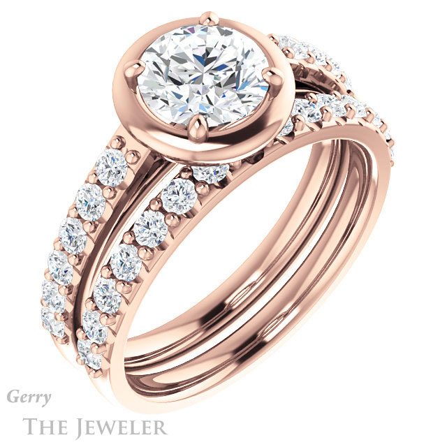 Round Cut Forever One Moissanite Engagement Ring #GTJ1187-round-fo-r | Gerry The Jeweler Round Cut Forever One Moissanite Engagement Ring #GTJ1187-round-fo-r