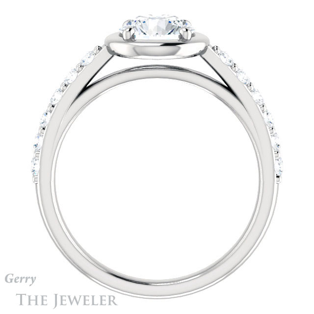 Round Cut Forever One Moissanite Engagement Ring #GTJ1187-round-fo-w | Gerry The Jeweler Round Cut Forever One Moissanite Engagement Ring #GTJ1187-round-fo-w