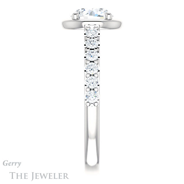 Round Cut Forever One Moissanite Engagement Ring #GTJ1187-round-fo-w | Gerry The Jeweler Round Cut Forever One Moissanite Engagement Ring #GTJ1187-round-fo-w