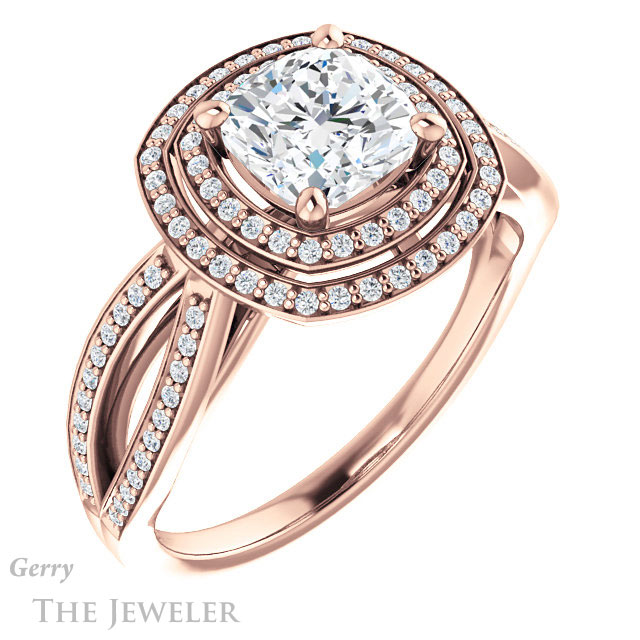 Cushion Cut Forever One Moissanite Engagement Ring #GTJ1188-cushion-fo-r | Gerry The Jeweler Cushion Cut Forever One Moissanite Engagement Ring #GTJ1188-cushion-fo-r