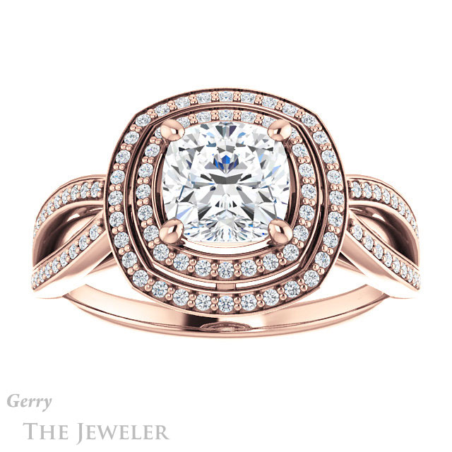 Cushion Cut Forever One Moissanite Engagement Ring #GTJ1188-cushion-fo-r | Gerry The Jeweler Cushion Cut Forever One Moissanite Engagement Ring #GTJ1188-cushion-fo-r