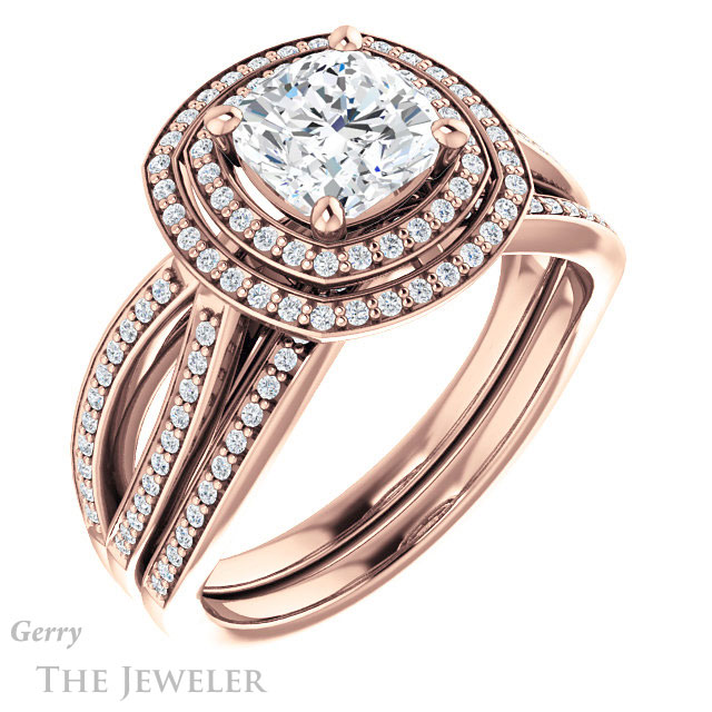 Cushion Cut Forever One Moissanite Engagement Ring #GTJ1188-cushion-fo-r | Gerry The Jeweler Cushion Cut Forever One Moissanite Engagement Ring #GTJ1188-cushion-fo-r