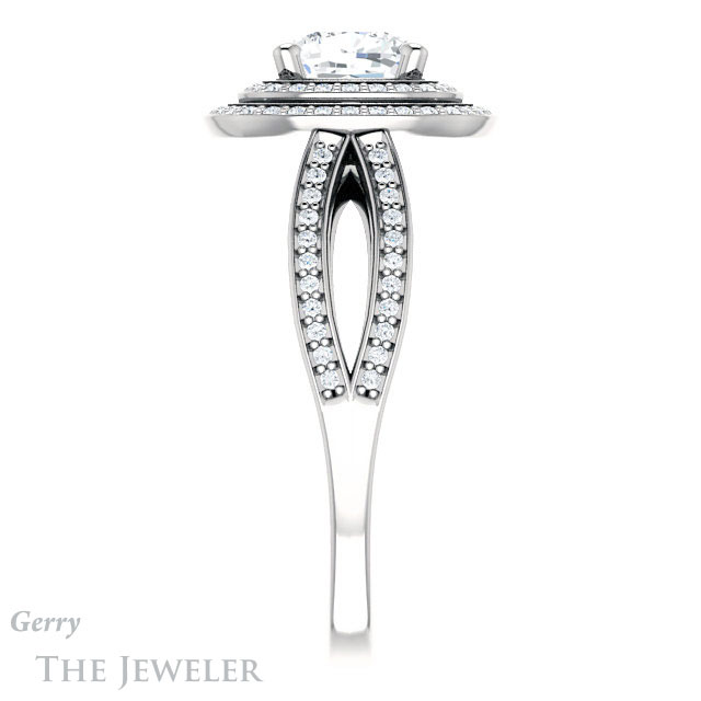 Cushion Cut Forever One Moissanite Engagement Ring #GTJ1188-cushion-fo-w | Gerry The Jeweler Cushion Cut Forever One Moissanite Engagement Ring #GTJ1188-cushion-fo-w