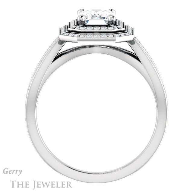 Emerald Cut Forever One Moissanite Engagement Ring #GTJ1188-emerald-fb-w | Gerry The Jeweler Emerald Cut Forever Brilliant Moissanite Engagement Ring #GTJ1188-emerald-fb-w